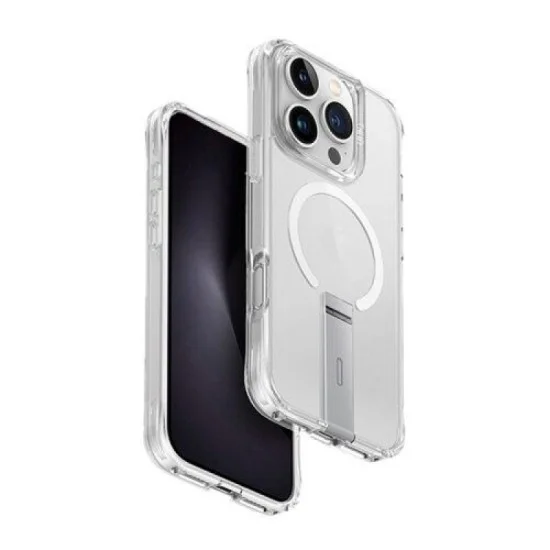 Cover Iphone 16 Pro Charging Eleva With Vertical Stand Uniq - Lucent (Clear)